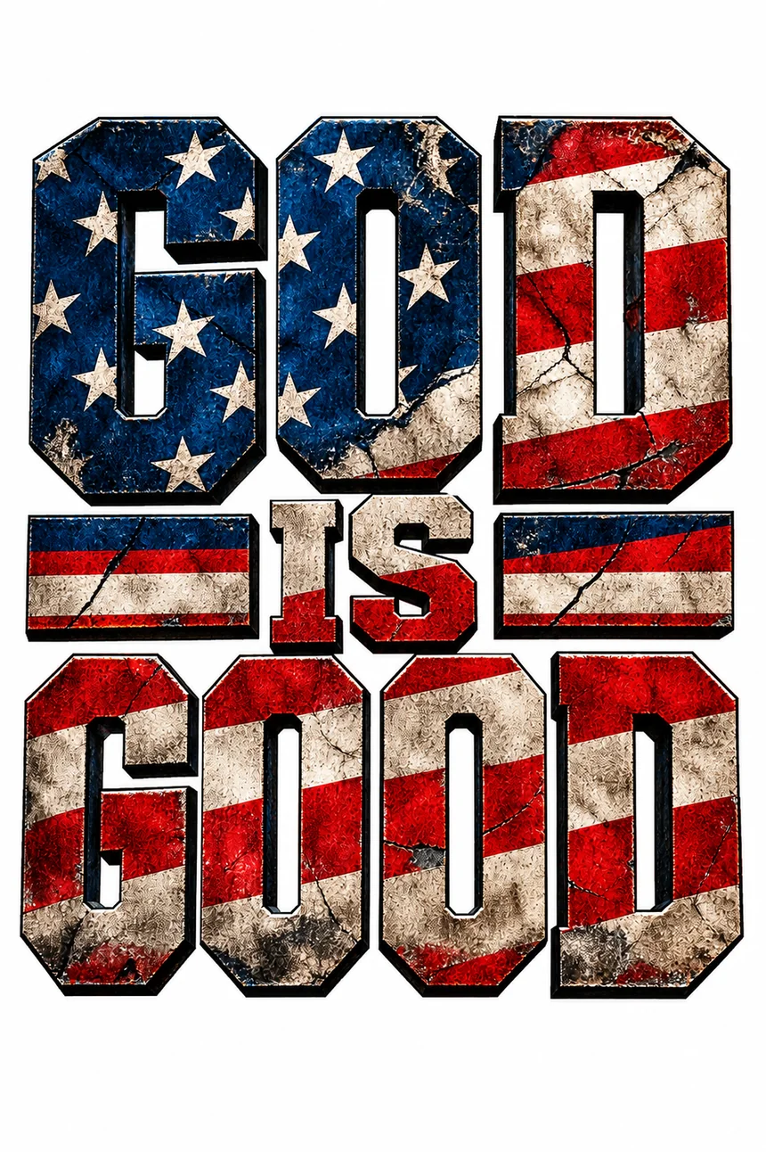 God Is Good distressed American flag design